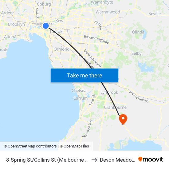 8-Spring St/Collins St (Melbourne City) to Devon Meadows map