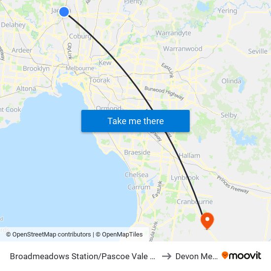 Broadmeadows Station/Pascoe Vale Rd (Broadmeadows) to Devon Meadows map