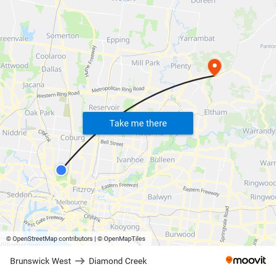 Brunswick West to Diamond Creek map