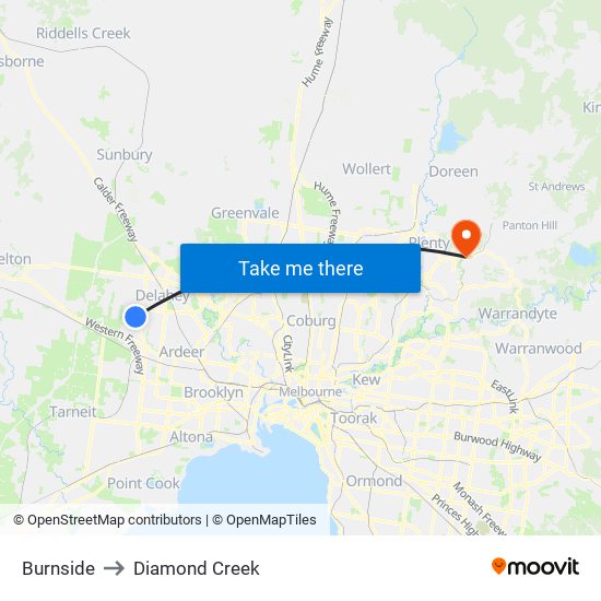 Burnside to Diamond Creek map