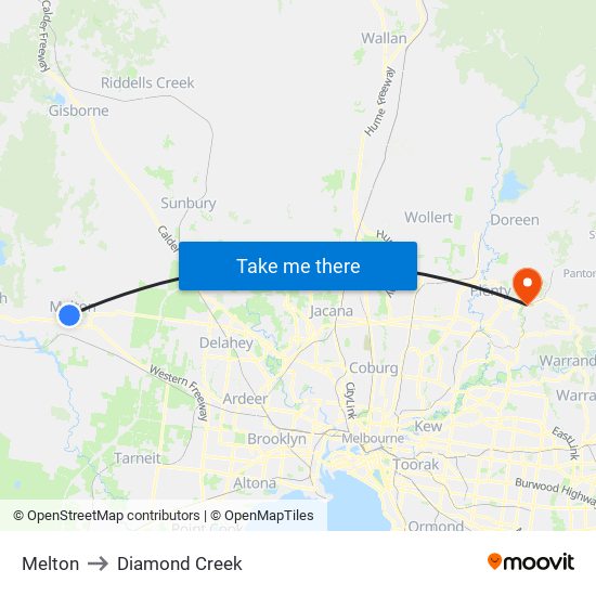 Melton to Diamond Creek map