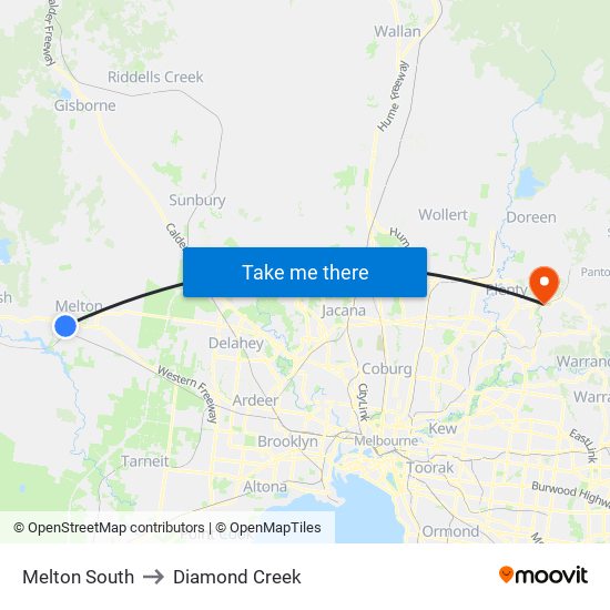 Melton South to Diamond Creek map