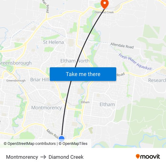 Montmorency to Diamond Creek map