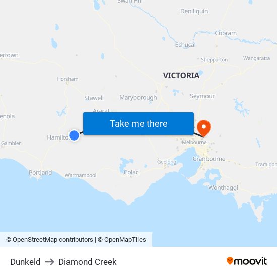 Dunkeld to Diamond Creek map