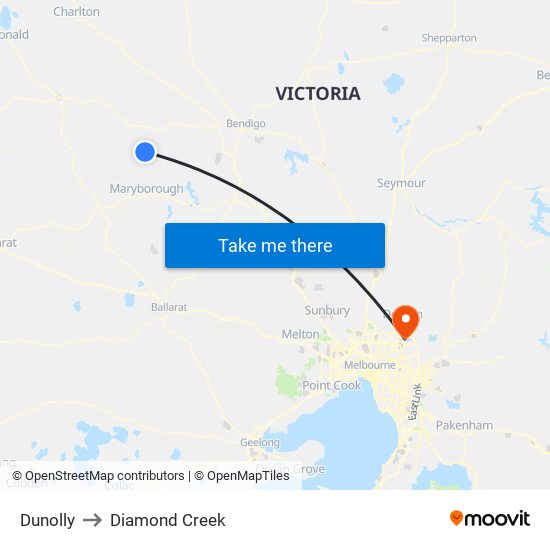 Dunolly to Diamond Creek map