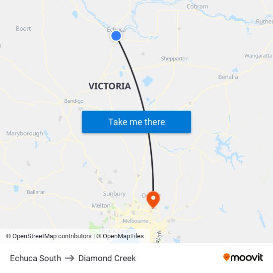 Echuca South to Diamond Creek map