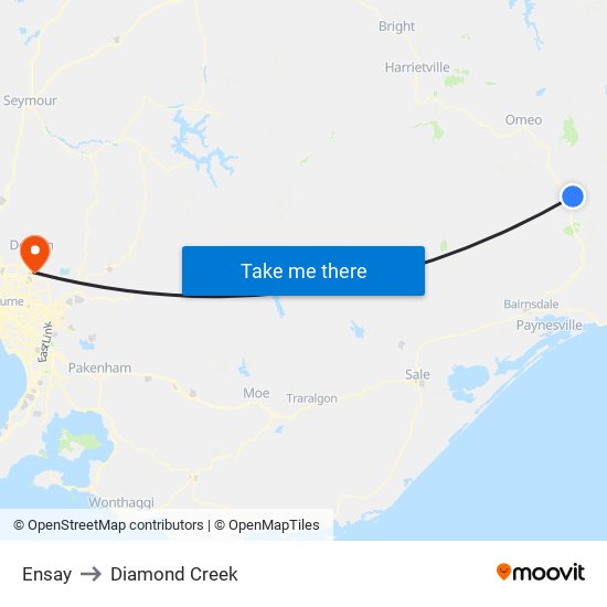 Ensay to Diamond Creek map