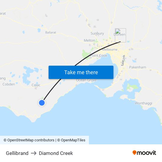 Gellibrand to Diamond Creek map