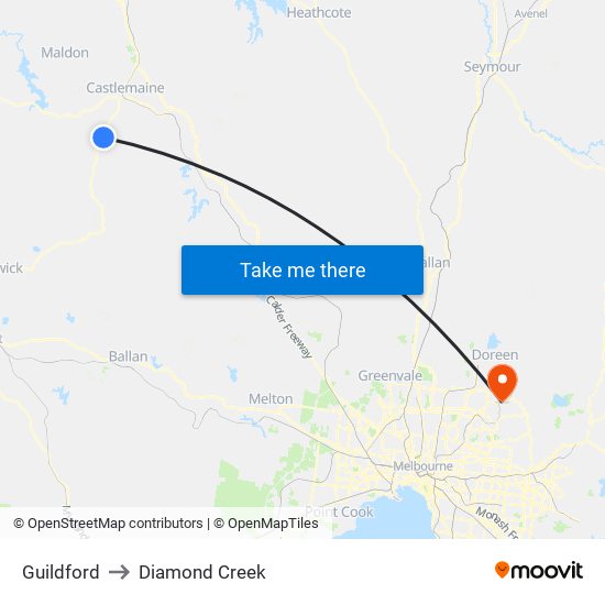 Guildford to Diamond Creek map