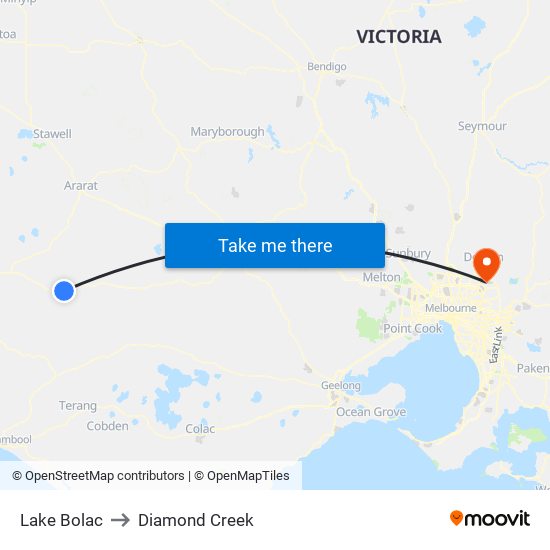 Lake Bolac to Diamond Creek map