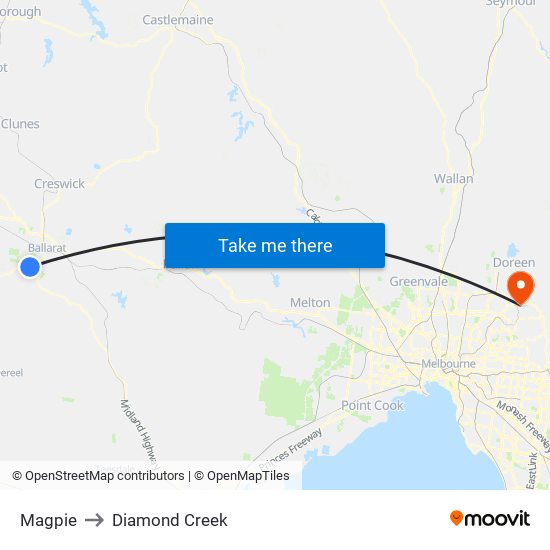 Magpie to Diamond Creek map