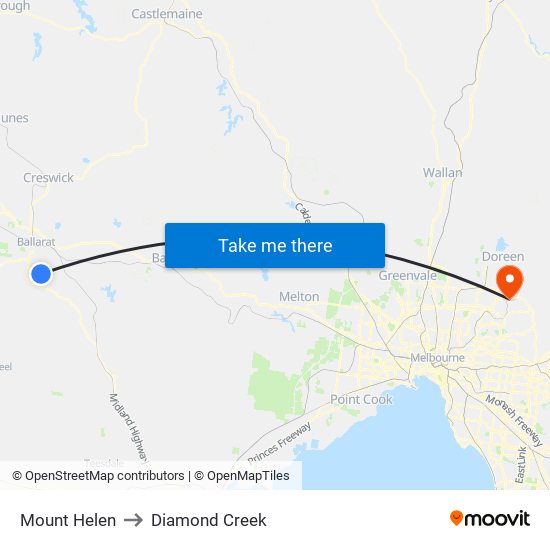 Mount Helen to Diamond Creek map