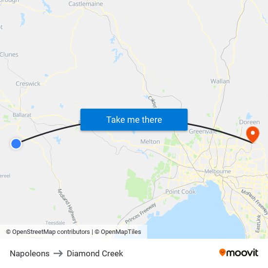 Napoleons to Diamond Creek map