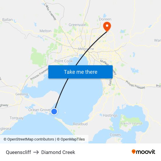 Queenscliff to Diamond Creek map