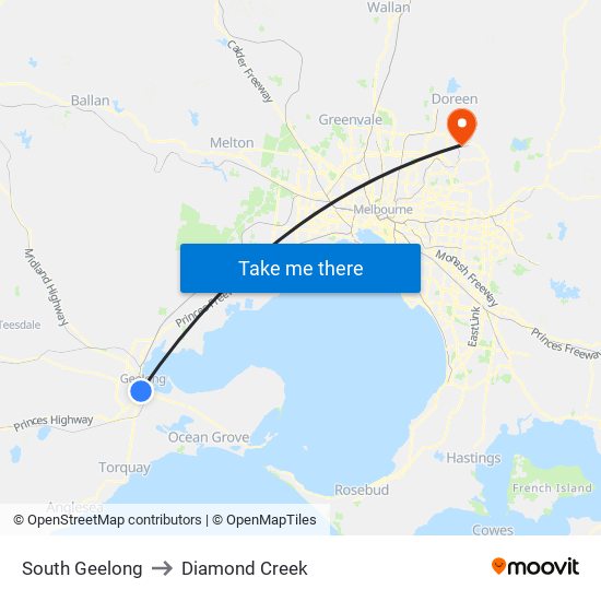 South Geelong to Diamond Creek map