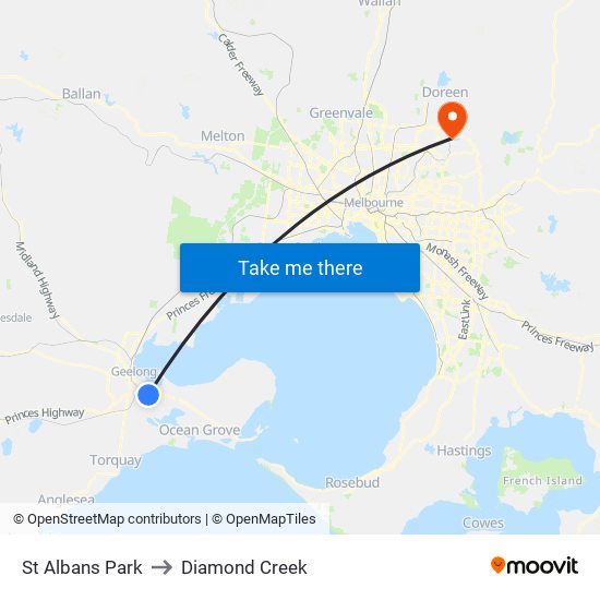 St Albans Park to Diamond Creek map