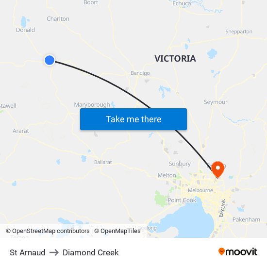 St Arnaud to Diamond Creek map