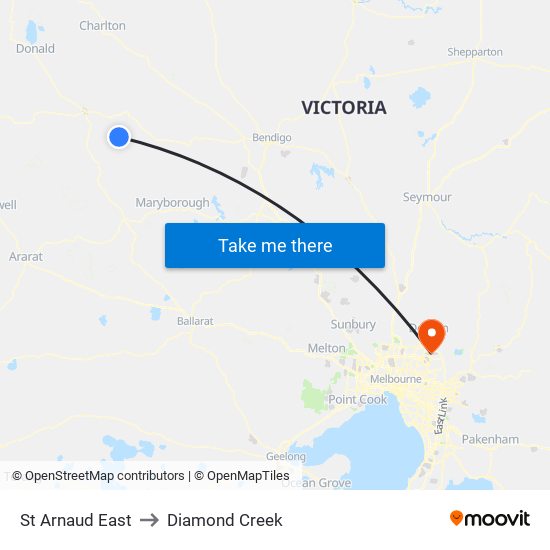 St Arnaud East to Diamond Creek map