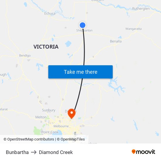 Bunbartha to Diamond Creek map