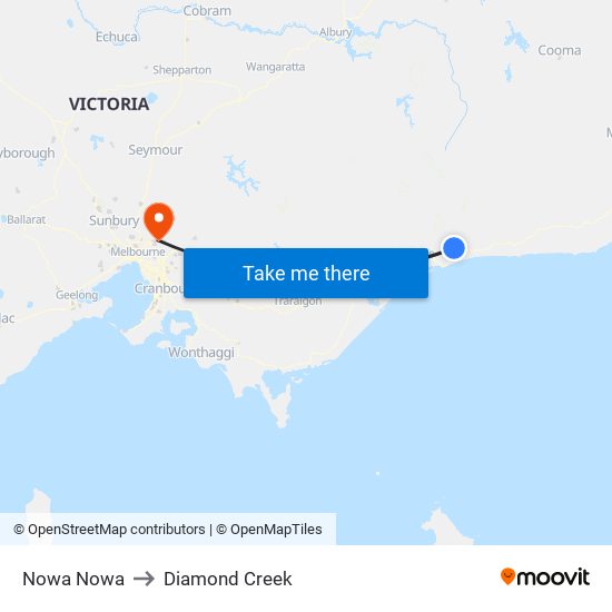 Nowa Nowa to Diamond Creek map
