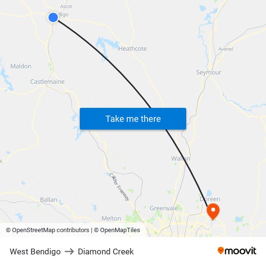 West Bendigo to Diamond Creek map