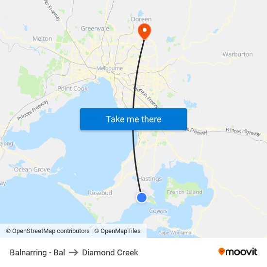 Balnarring - Bal to Diamond Creek map