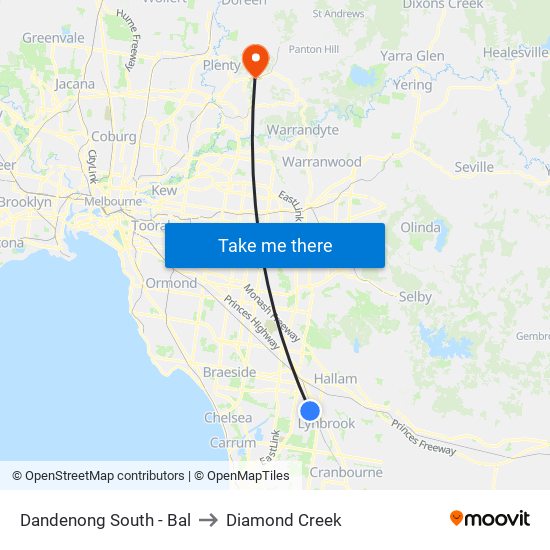 Dandenong South - Bal to Diamond Creek map