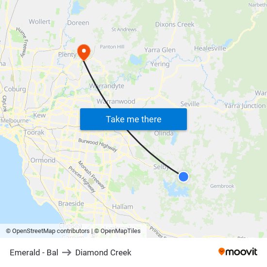 Emerald - Bal to Diamond Creek map