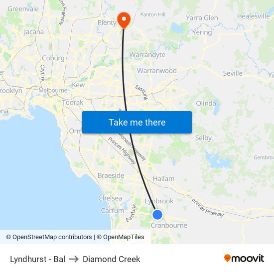 Lyndhurst - Bal to Diamond Creek map