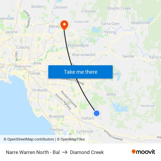 Narre Warren North - Bal to Diamond Creek map