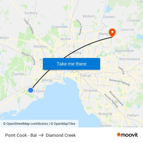 Point Cook - Bal to Diamond Creek map