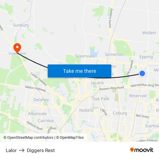 Lalor to Diggers Rest map