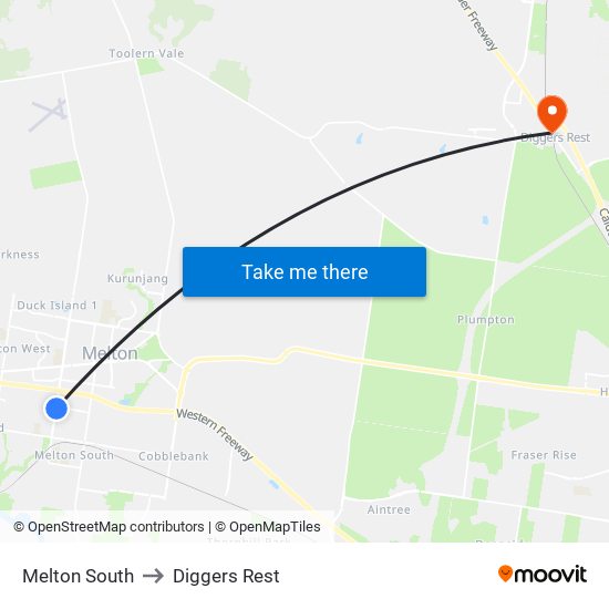 Melton South to Diggers Rest map