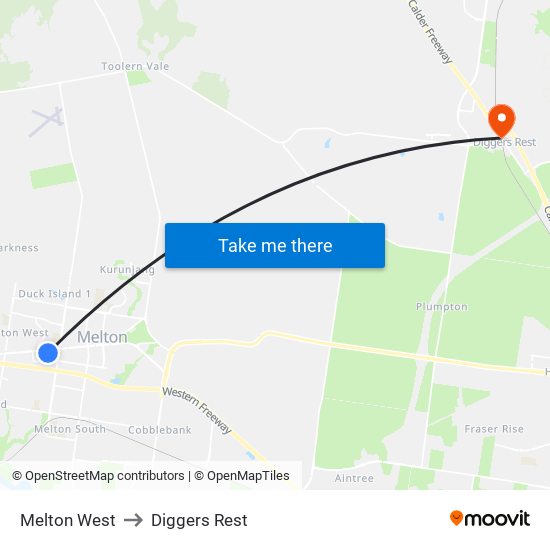 Melton West to Diggers Rest map