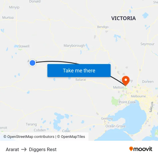 Ararat to Diggers Rest map