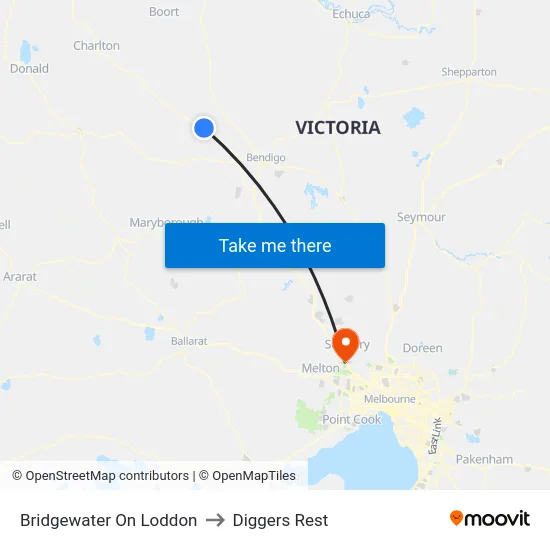 Bridgewater On Loddon to Diggers Rest map