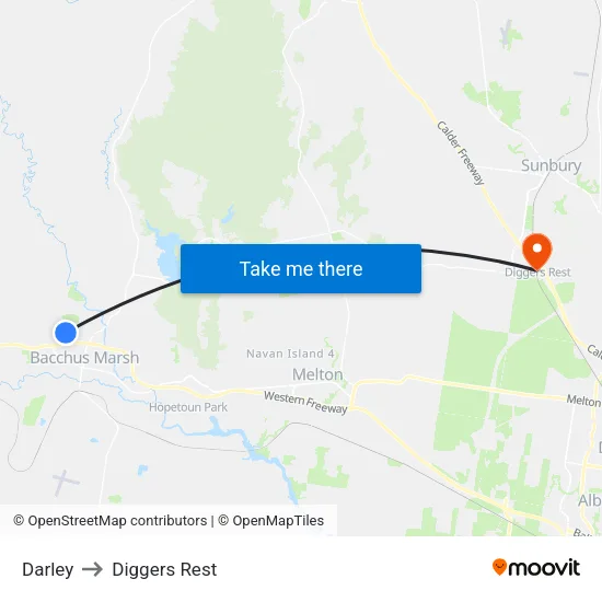 Darley to Diggers Rest map