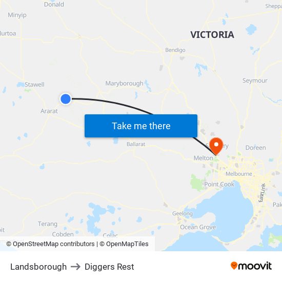 Landsborough to Diggers Rest map