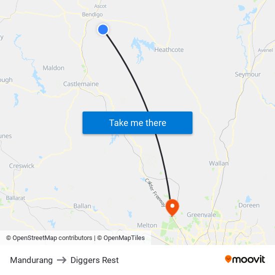 Mandurang to Diggers Rest map