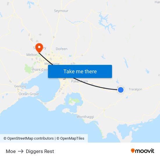 Moe to Diggers Rest map
