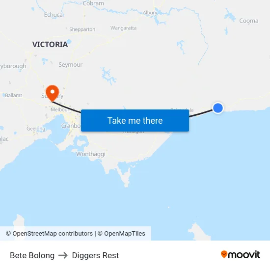 Bete Bolong to Diggers Rest map