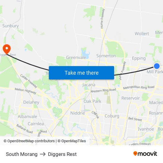 South Morang to Diggers Rest map