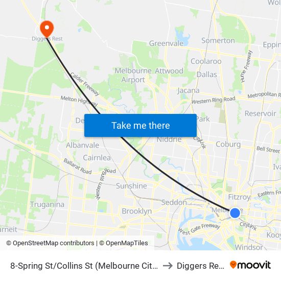 8-Spring St/Collins St (Melbourne City) to Diggers Rest map
