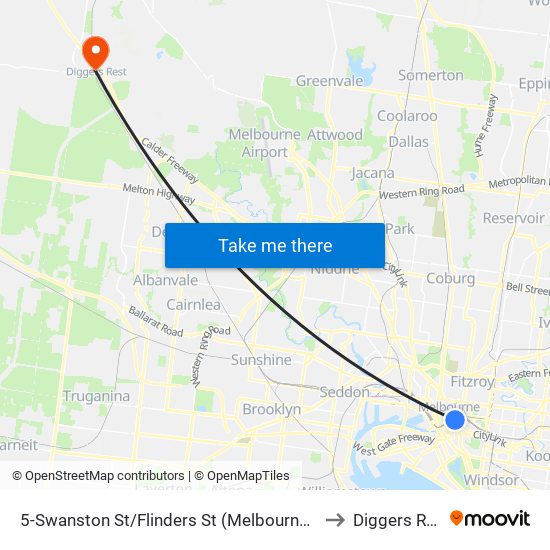 5-Swanston St/Flinders St (Melbourne City) to Diggers Rest map