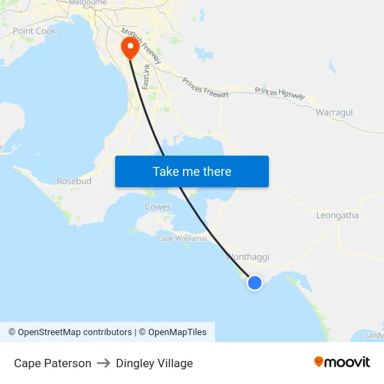 Cape Paterson to Dingley Village map