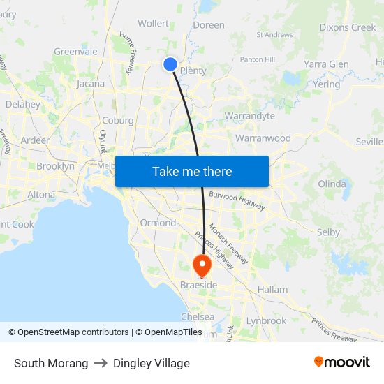 South Morang to Dingley Village map