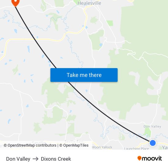 Don Valley to Dixons Creek map