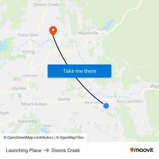 Launching Place to Dixons Creek map