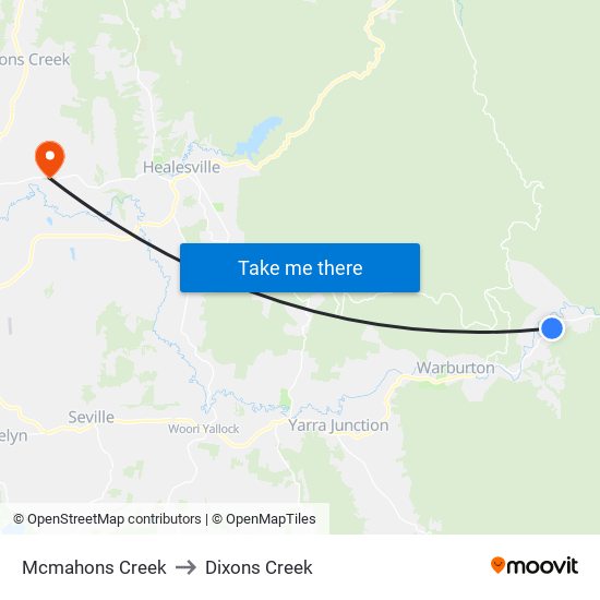 Mcmahons Creek to Dixons Creek map