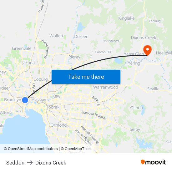 Seddon to Dixons Creek map